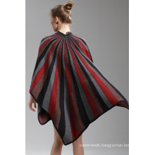 Womens Cashmere Feel Alike Fancy Stripe Printing Cape Stole Poncho Shawl (SP291)